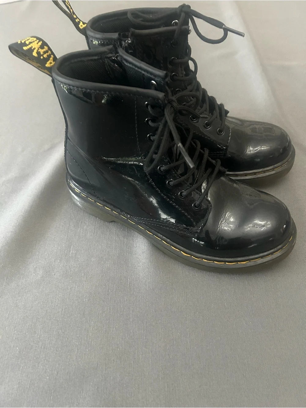 Dr Martens Black Patent Leather Lace-Up Kids Boots 1460J